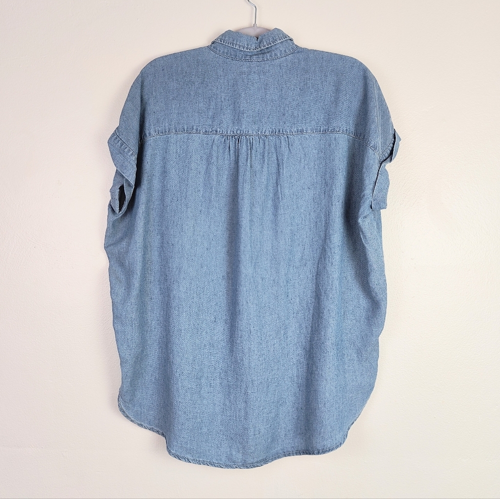 NEW! J. McLaughlin Erika Chambray Relaxed Button Down Shirt Size XS Tencel Linen - Picture 7 of 10